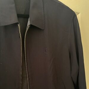 Yves Saint Laurent Navy Zip-Front Bomber Jacket